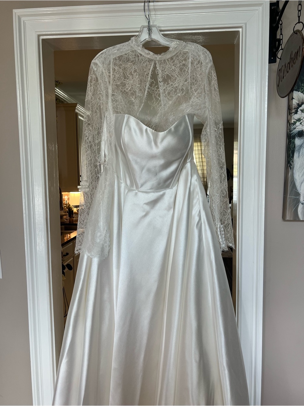 Elegant White Satin and Lace Bridal Coat